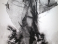 embossing, ink, acrylic, and charcoal on paper mounted on panel, 44 Reverie - Part Three