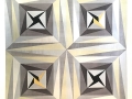 aluminum, silver, 12k white gold, and 22k gold leaf with acrylic glazes on Fabriano Artistico paper, 22 Wink and Blink I