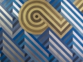 aluminum, Silver, 12k white gold, imitation gold and 22k gold leaf with acylic glazes on panel, 48 Against the Tide
