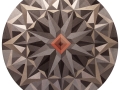 aluminum, silver and 12k white gold leaf with acrylic glazes on panel, 16 inches diameter, 2015 Untitled (Diamond #3)